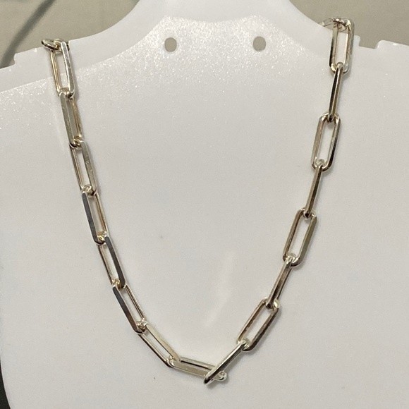 .925 Sterling Silver 3MM Paper Clip Bracelet 7.5" NWOT - Picture 1 of 4